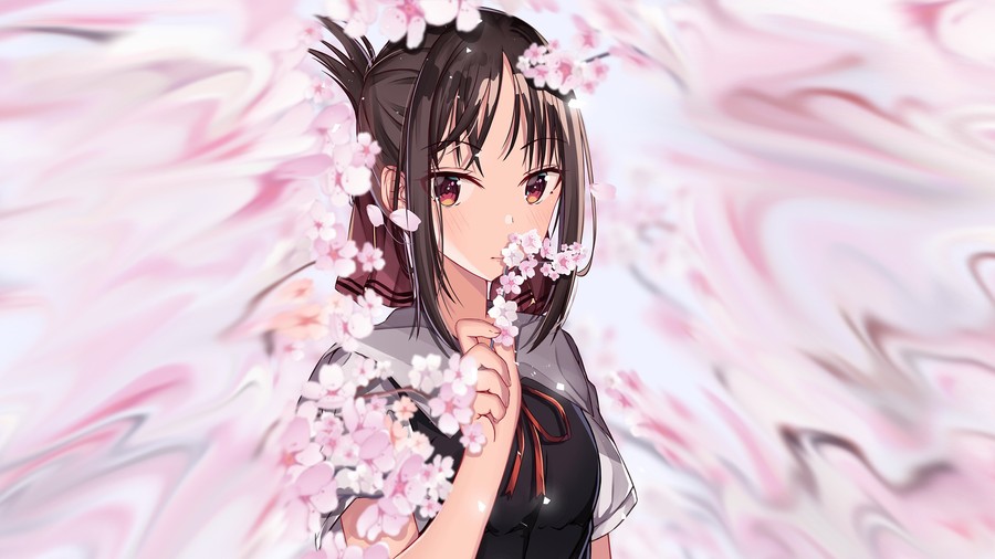 Whispers in Bloom: Anime Dreamscape with Cherry Blossoms and Pastel Swirls