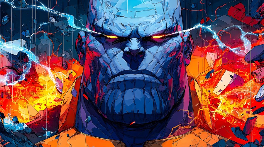 Apocalyptic Resolve: Thanos Unleashed in Cosmic Fury