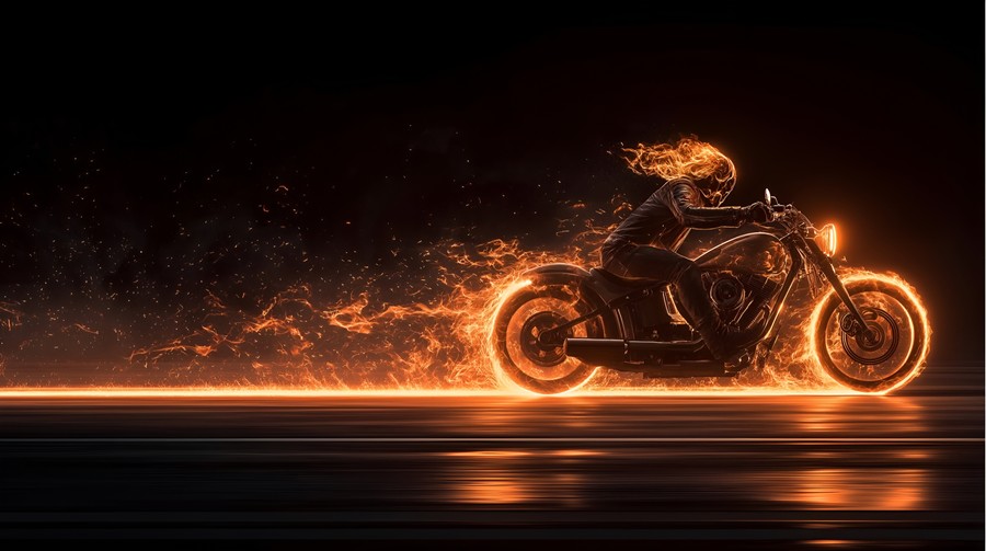 Inferno on Wheels: A Blazing Rider's Speed