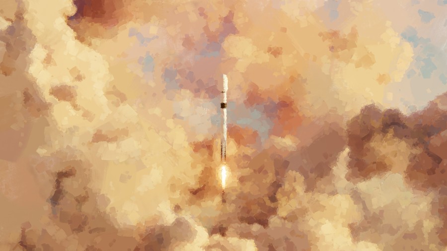 Celestial Ascent: Rocket Launch Amongst Clouds