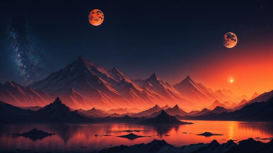 Celestial Crest: A Surreal Landscape of Cosmic Peaks and Nebulous Skies