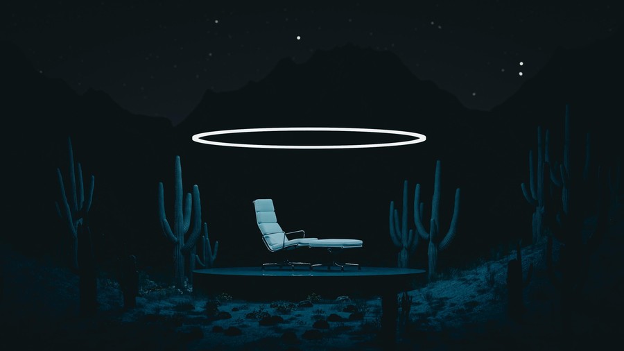 Celestial Desolation: A Solitary Lounge Chair Amongst the Stars