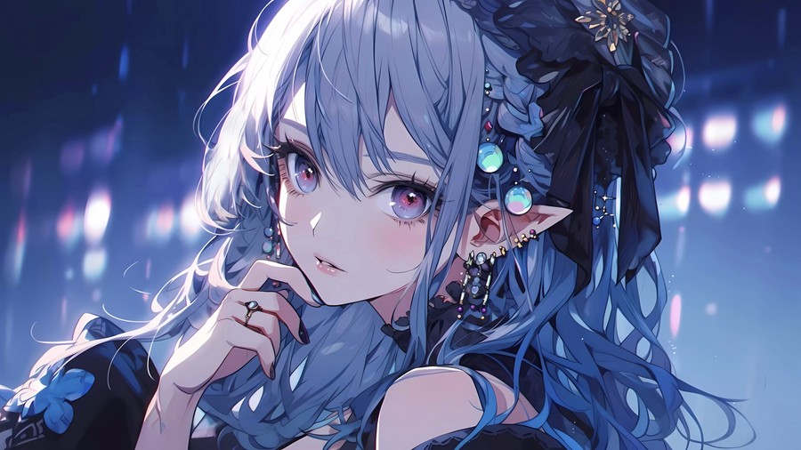 Celestial Fantasy: Ethereal Anime Character in Enchanted Night