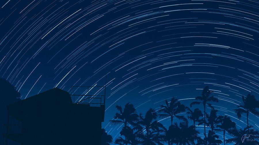 Celestial Reverie: Starry Serenity in Midnight Gradient