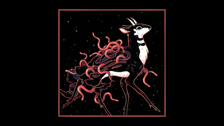 Celestial Stag: Cosmic Wanderer Wallpaper