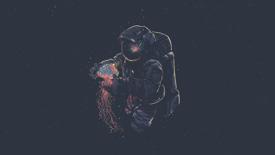 Cosmic Explorer: Astronaut and the Celestial Jellyfish