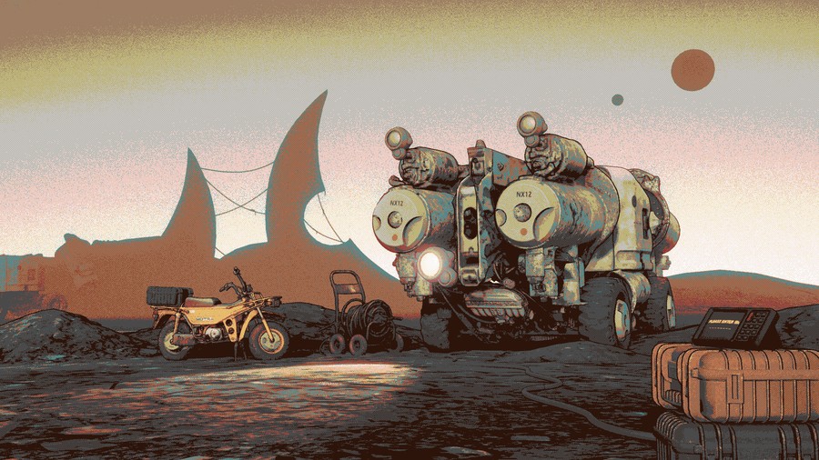 Cosmic Journeys: Dystopian Desert Voyage