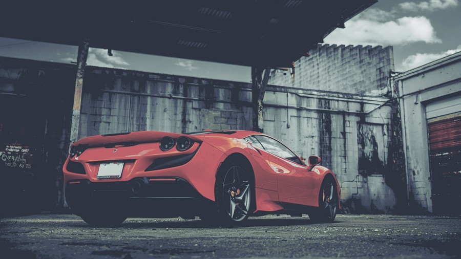 Crimson Fury: The Red Beast Unleashed in an Industrial Cathedral