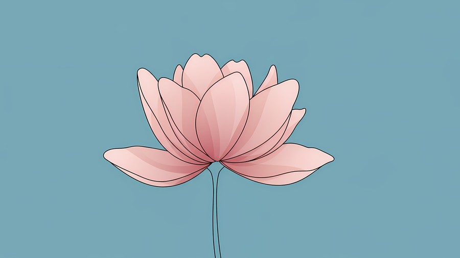 Delicate Pink Lotus on Soothing Blue: Minimalist Botanical Elegance