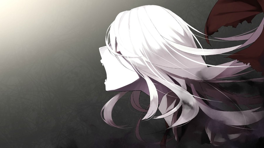 Ethereal Whispers of Dawn: Anime-Inspired White-Haired Fantasy Wallpaper