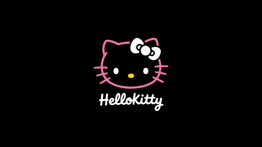 Iconic Hello Kitty: Minimalist Black Background Design