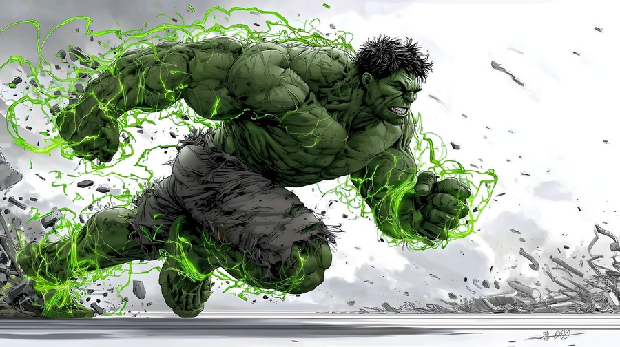 Unleashed Power: The Hulk's Thunderous Charge