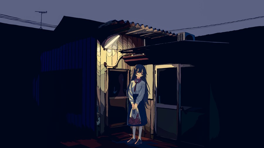 Nighttime Japanese Architecture with Crimson Leaves