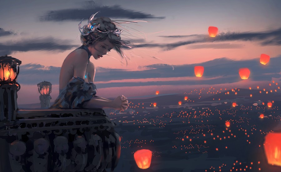 Luminous Dreamscape: The Dance of Lanterns