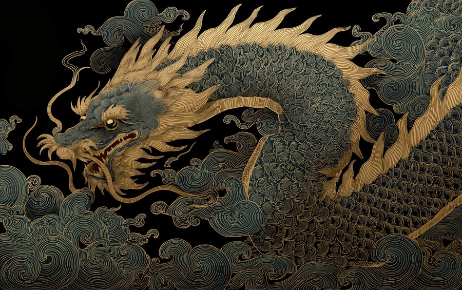 Majestic Eastern Dragon in Mythic Splendor