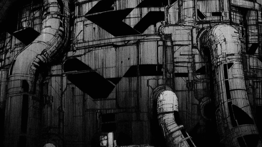 Mechanical Labyrinth: A Study in Monochrome