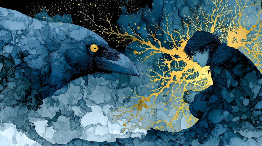 Midnight Dialogue: A Raven's Whisper in the Cosmos