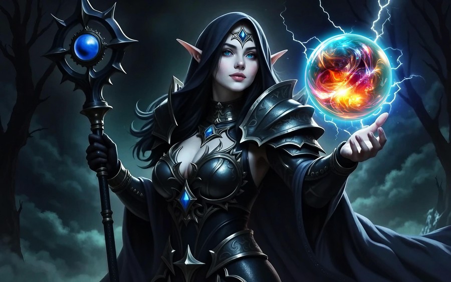 Mystic Sorceress: Weaver of Celestial Flames
