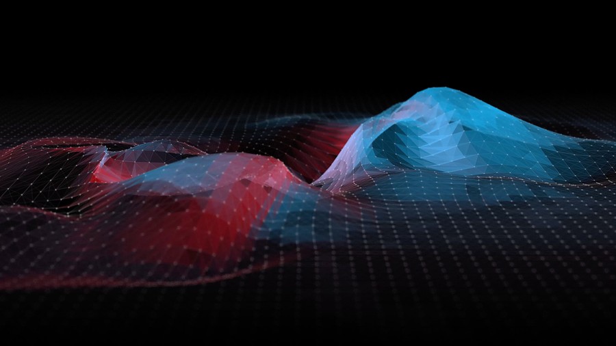 Neon Grid Peaks: A Cosmic Odyssey