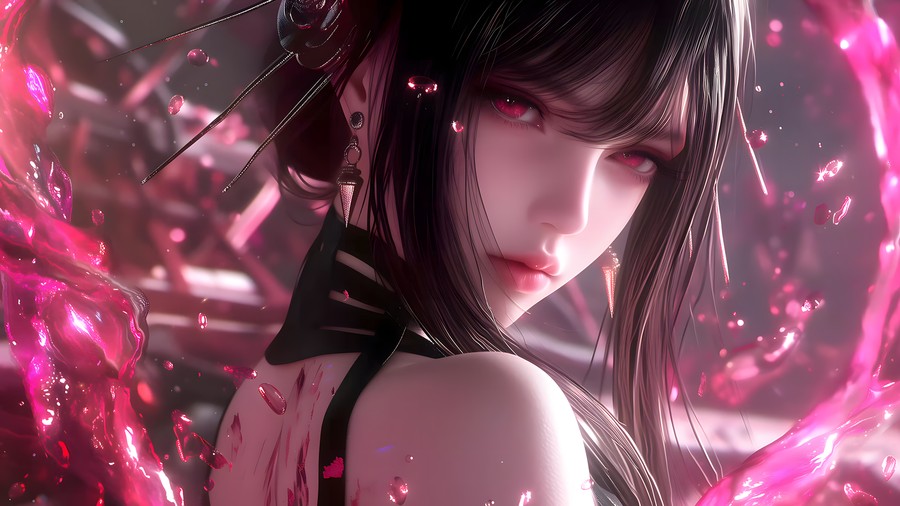 Obsidian Aura: Neon Ghost in a Cyberpunk Reverie