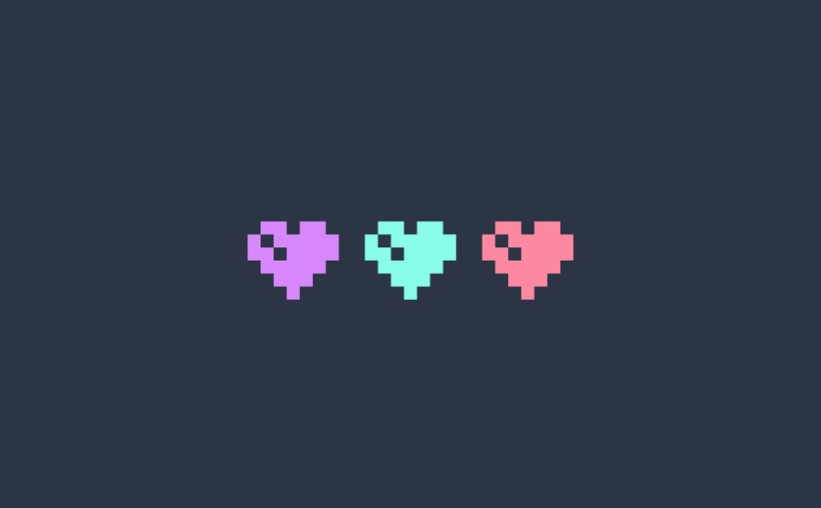 Pixel Heart Trio Wall Art