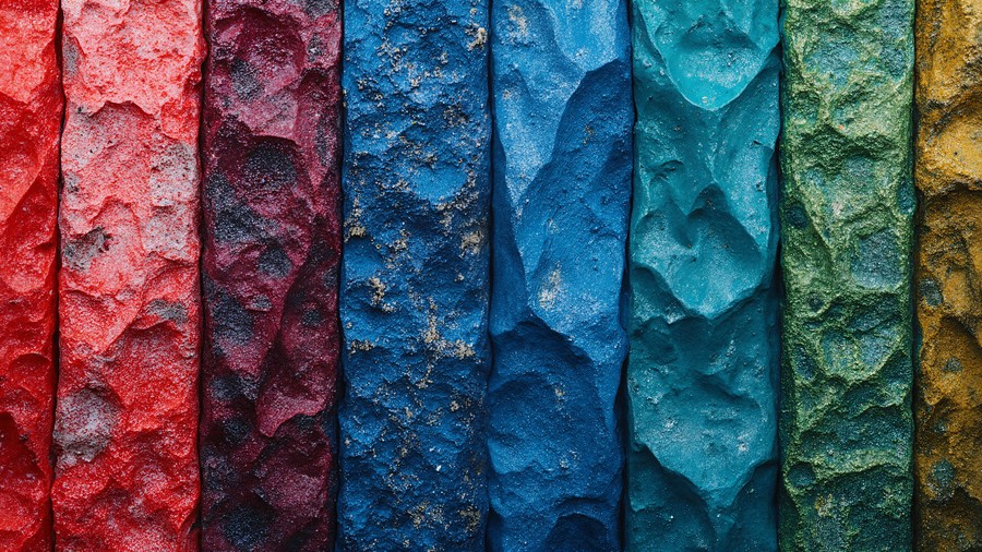 Rainbow Sgraffito Textures: Vibrant Multicolor Planks