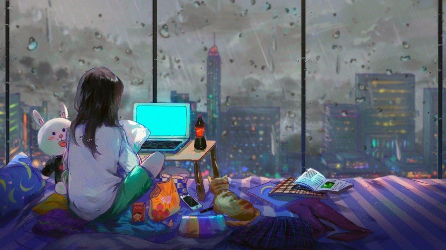 Rain-Soaked Dreamscape: Cozy Solitude in the City