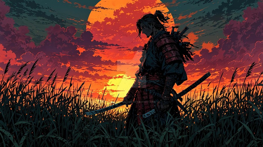 Samurai Serenity Amidst Cosmic Twilight