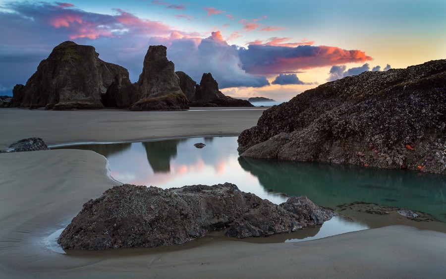 Serene Sunrise at Mystical Rocky Beach