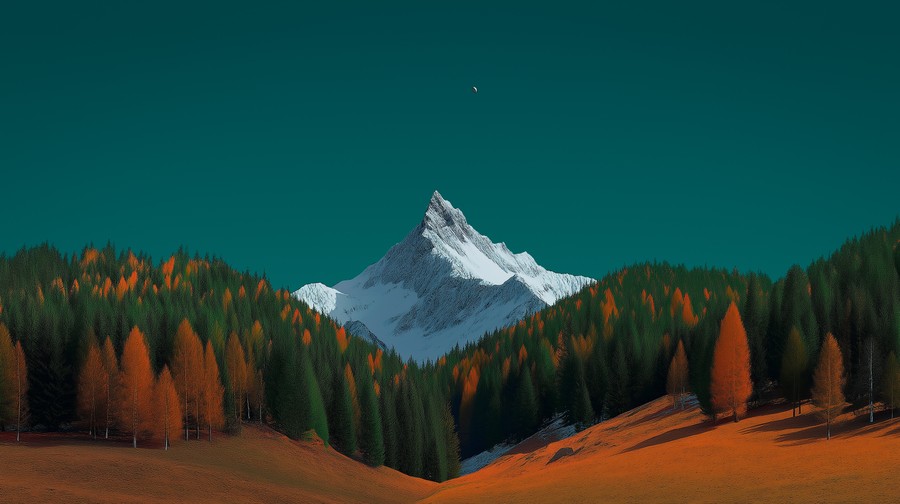 Snow-Capped Serenity: Autumn's Golden Embrace