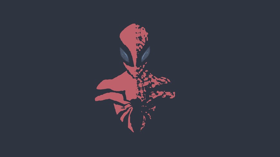 Spider-Man Silhouette with Dark Crimson Crumbling Effect