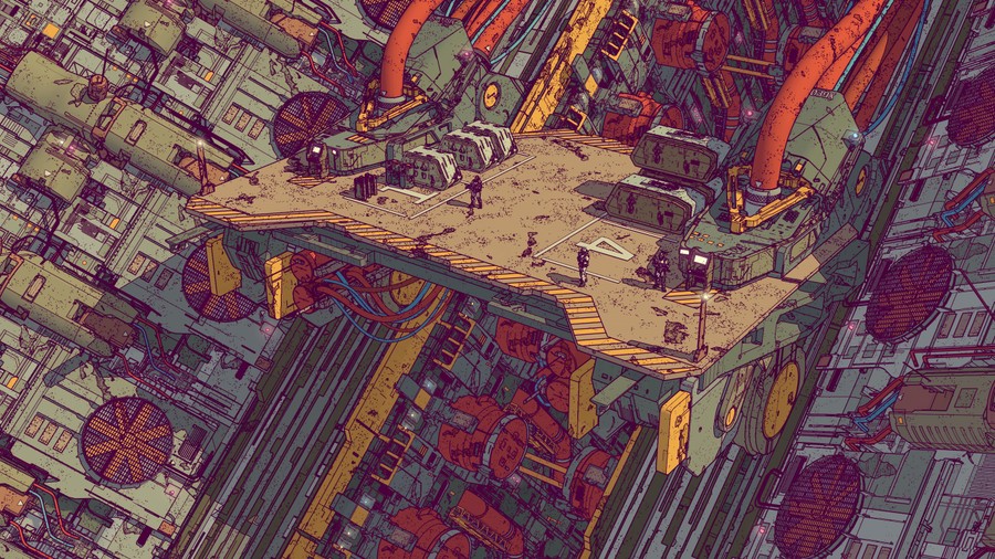 Steampunk Skyport: Industrial Fantasy in Neon Hues