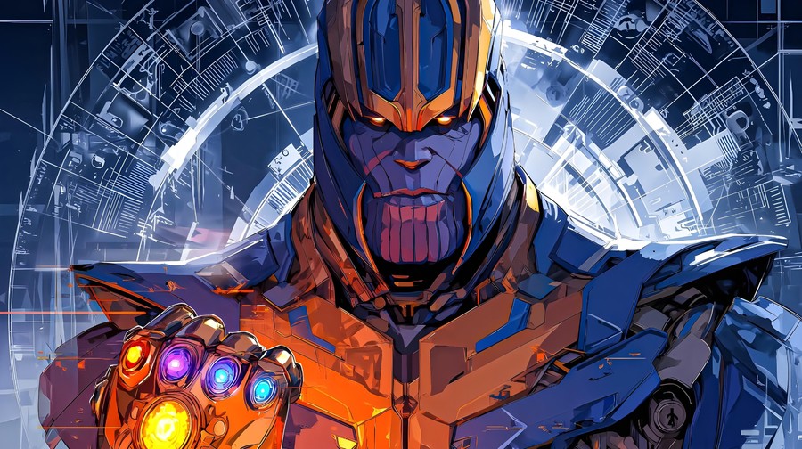 Thanos: Infinity Gauntlet Mastery in Vibrant Aesthetic Art