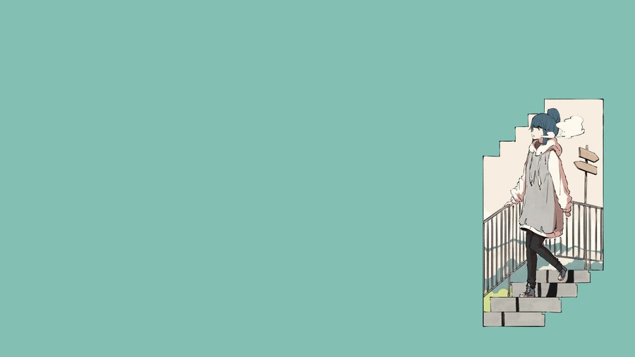 Tranquil Steps: A Blue-Haired Girl's Anime Journey