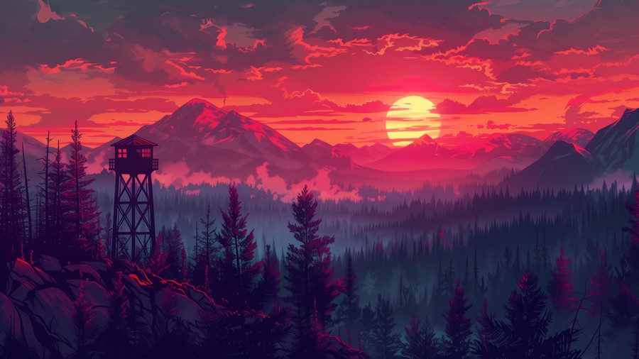 Twilight Sunset Forest
