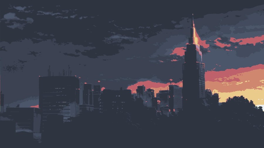 Urban Twilight Dusk - Silhouette Skyline with Gradient Skies