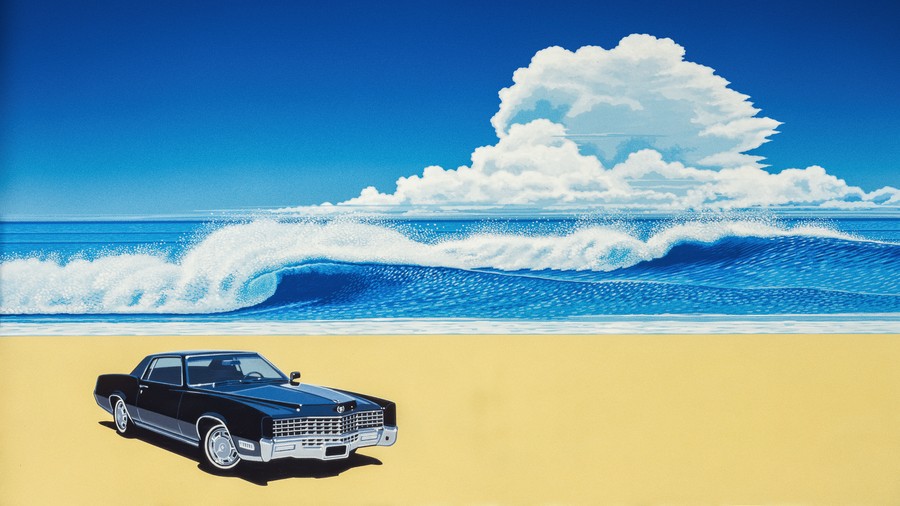 Vintage Beachside Car Art