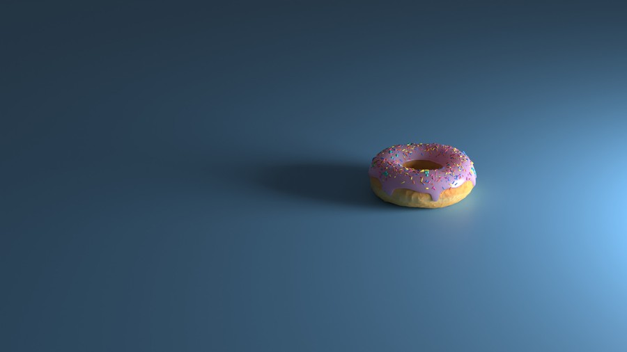 Whimsical Donut on a Gradient Blue Backdrop - Modern Minimalist Design