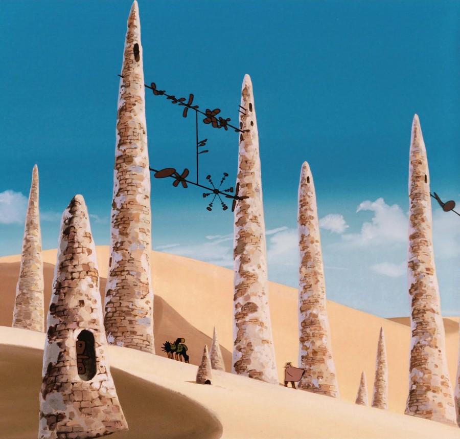 Whimsical Dune Spires Under Celestial Skies