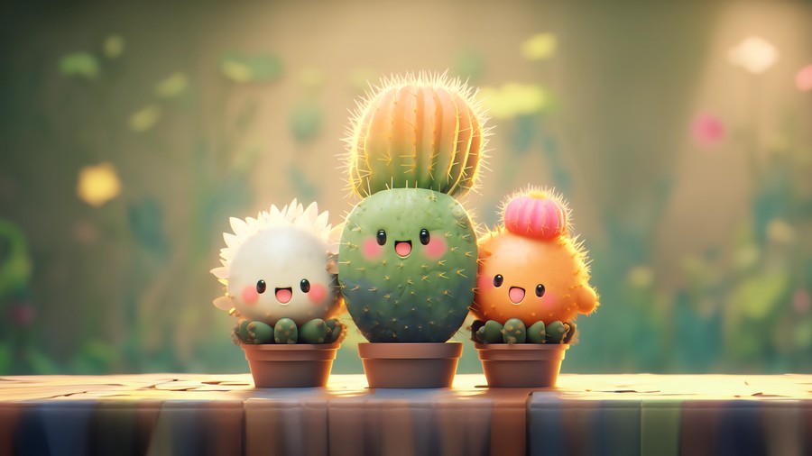 Whimsical Pastel Cacti Glow
