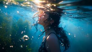 Aquatic Serenity: Emerging Light from the Depths - かわいい壁紙