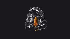 Astronaut with Celestial Spaceship - Cute Wallpaper