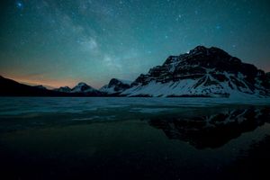 Celestial Night: Whispers of Dawn Over Frozen Reflecting Waters - Cute Wallpaper