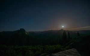 Celestial Starry Silhouette: Night Over Moonlit Peaks - Cute Wallpaper