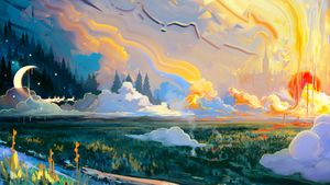 Celestial Symphony: A Radiant Journey Through Color and Light - かわいい壁紙