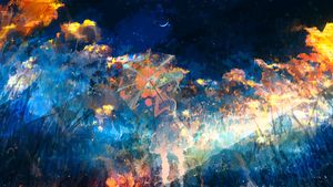 Celestial Whispers: A Stargazer's Dreamscape in the Forest of Colors - Fond d'écran mignon