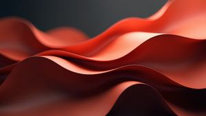 Crimson Flow: Dynamic Abstract Waves in Red and Gray Gradient - Cute Wallpaper
