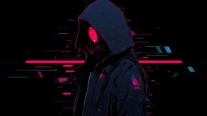 Cyberpunk Enigma: Neon Shadow in Futuristic Attire - Niedliches Hintergrundbild