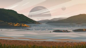 Digital Serenity: A Modern Fantasy Landscape - かわいい壁紙