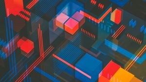 Digital Nexus: Futuristic Geometric Abstractions - Söt tapet